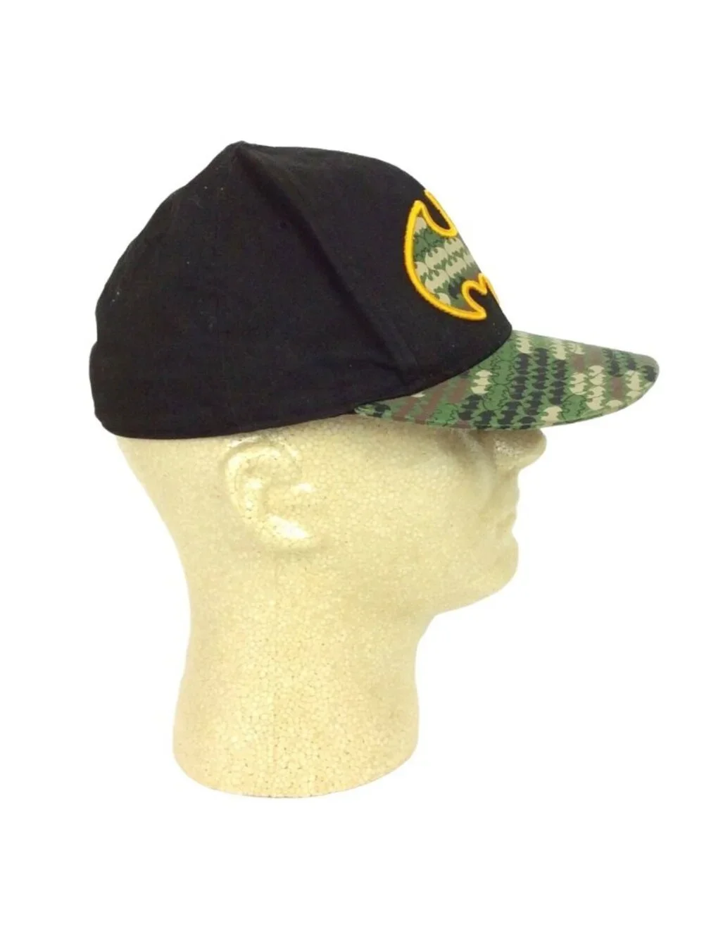 Batman Logo Camo Youth Hat Cap Fitted Size M/L Black Green